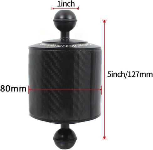 Baoblaze Diving Light Arm Underwater Camera Light Buoyancy Rod Aluminum Alloy Carbon Fiber Ball Head Attachment Suitable for Deep Sea Footage Scuba Activities, Black, 5 Inch in Kuwait