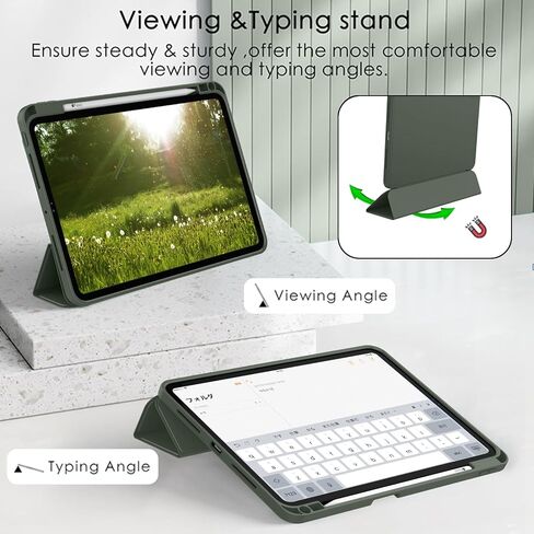 حافظة ZryXal الجديدة لجهاز iPad Pro 13 بوصة (M5) 2025 / (M4) 2024 مع حامل قلم رصاص، حافظة iPad الذكية [تدعم قلم Pro وقلم الرصاص (USB-C)]، تدعم معرف اللمس والتنبيه/السكون التلقائي (أخضر داكن جديد) in Kuwait