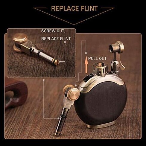Vintage Trench Lighter, Cool Pipe Lighters Fluid Refillable, Windproof Reusable Antique Classic Flame, Unique Birthday Gifts for Men Dad Husband (Fuel NOT Included) in Saudi Arabia