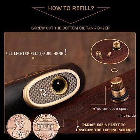Vintage Trench Lighter, Cool Pipe Lighters Fluid Refillable, Windproof Reusable Antique Classic Flame, Unique Birthday Gifts for Men Dad Husband (Fuel NOT Included) in Saudi Arabia