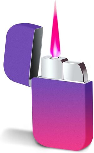 Torch Windproof Pink Flame Lighter Cute Glittery Refillable Butane Pocket Pink Lighter for Women Daily Use, Birthdays, Anniversary,Camping,Candle (Butane Not Included) (Purple&Pink) (Black&Pink) in Kuwait