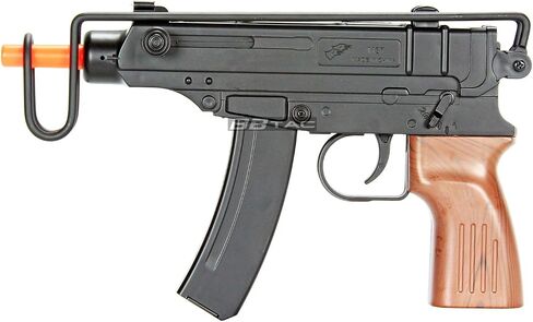 BBTac M37F Airsoft SMG - مسدس Airsoft يعمل بمحرك Skorpion VZ-61 مزود بـ 200 إطارًا في الثانية، ومخزون سلكي قابل للطي، ومقبض خشبي صناعي - مسدس Airsoft تكتيكي للعب في الأماكن المغلقة والخارجية in Kuwait