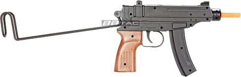 BBTac M37F Airsoft SMG - مسدس Airsoft يعمل بمحرك Skorpion VZ-61 مزود بـ 200 إطارًا في الثانية، ومخزون سلكي قابل للطي، ومقبض خشبي صناعي - مسدس Airsoft تكتيكي للعب في الأماكن المغلقة والخارجية in Kuwait