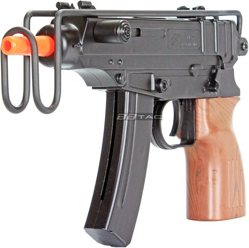 BBTac M37F Airsoft SMG - مسدس Airsoft يعمل بمحرك Skorpion VZ-61 مزود بـ 200 إطارًا في الثانية، ومخزون سلكي قابل للطي، ومقبض خشبي صناعي - مسدس Airsoft تكتيكي للعب في الأماكن المغلقة والخارجية in Kuwait
