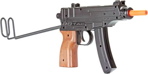 BBTac M37F Airsoft SMG - مسدس Airsoft يعمل بمحرك Skorpion VZ-61 مزود بـ 200 إطارًا في الثانية، ومخزون سلكي قابل للطي، ومقبض خشبي صناعي - مسدس Airsoft تكتيكي للعب في الأماكن المغلقة والخارجية in Kuwait