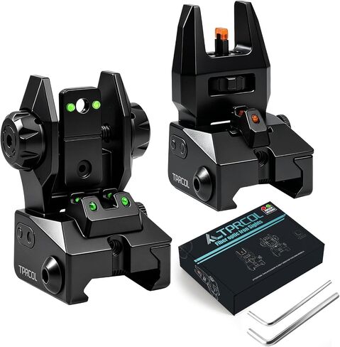 Flip Up Iron Sight Picatinny Rail with Fiber Optic Iron Sights Flip-up Front and Rear Backup Sights, with red and Green dots Quick Switching to Low-Profile Sight in Kuwait