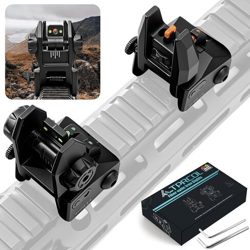 Flip Up Iron Sight Picatinny Rail with Fiber Optic Iron Sights Flip-up Front and Rear Backup Sights, with red and Green dots Quick Switching to Low-Profile Sight in Kuwait