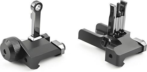 Flip Up KAC300 Front Rear Iron Sights Set，Rapid Transition Fold Backup Sights，Tool-Free Adjustable Rotate Low Profile All Metal Construction Two Aperture Sight，Fits for 20mm Pic Rail in Saudi Arabia