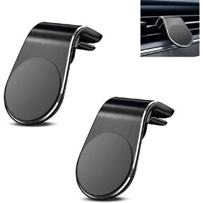 2 PCS Mobile Phone Navigation Magnetic Bracket, L Type 360 Degrees Rotatable Air Vent Phone Mount, Clip-on Strong Adsorption Car Phone Mount, Universal for Most Cars, Trucks, SUVs (Black) in Saudi Arabia