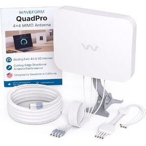 Waveform QuadPro Kit + 60’ Total Cable Bundle - 4x4 MIMO Panel for 4G/5G Routers & Gateways for T-Mobile Home Internet, Verizon, AT&T Kit with 3X 20’ SMA Cables, Mount, U.Fl adapters, Window Entry in Saudi Arabia