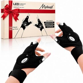 قفازات Mylivell LED Flashlight للرجال - قفازات خفيفة بدون استخدام اليدين للصيد الليلي، والتخييم، والمشي لمسافات طويلة، وركوب الدراجات، وأعمال الإصلاح والأعمال اليدوية | أدوات للرجال، أدوات رائعة، للعمل في الهواء الطلق، إصلاح السيارات in Kuwait