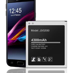 (بطارية مطورة بقدرة 4300 مللي أمبير في الساعة لهاتف Galaxy J3، أسود in Kuwait