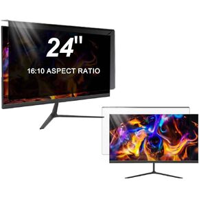 2 Pack 24 inch 16:10 Hanging Computer Privacy Screen Protector, Monitor Privacy Filter for 24" Desktop Display, Removable Anti Spy Anti Glare Blue Light Screen Shield for Office Workstation in Kuwait