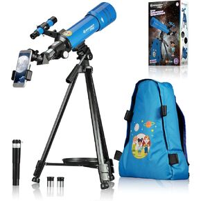 Bresser Junior Children's Telescope 70/400 Lens Telescope for Children from 8 Years, Astronomy Beginners, Telescope with Backpack, Accessories & Smartphone Holder, Night Sky Observation, Blue in Kuwait