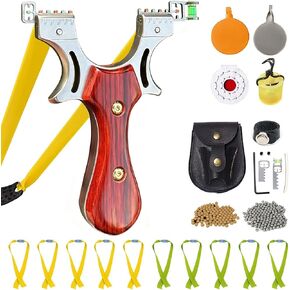 Slingshot, Hunting Sling Shot Set for Adults, Professional Stainless Steel Tactical Slingshots, High Velocity Catapult with Ammo Balls, Rubber Bands, Ammo Pouch, Target in Kuwait