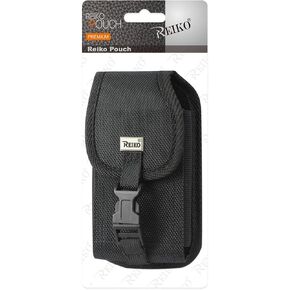 Reiko Wireless Vertical Rugged Phone Pouch with Buckle Clip 4.4"X2.3"X0.9" Wallet Case - Black in Saudi Arabia