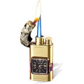 Dual Flame Torch Lighter, Windproof Refillable Butane Lighter with Time Display, Portable Torch Lighter for Outdoor, Camping, BBQ and Daily Use.(Butane Not Included) in Saudi Arabia