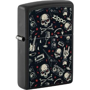 Zippo Lighter: Skulls and Music Pattern - Black Matte 46055 in Kuwait