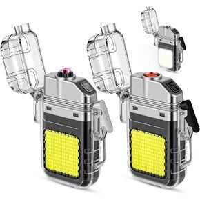 2 Pack Waterproof Dual Arc Plasma Lighter with 3-Mode Flashlight in Kuwait