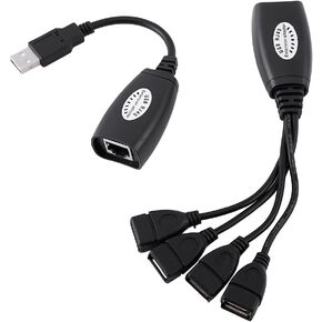4 - Port USB 2.0 to RJ45 Ethernet Extension Adapter Cable, USB Network Extender for Long - Distance USB Devices up to 50M, Compatible with Cat5 Cat5e Cat6 Cables in Kuwait