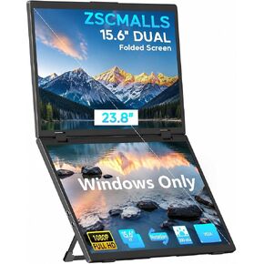 ZSCMALLS (Windows Only Triple Laptop Screen Extender, 15.6" 1080P FHD IPS Folding Stacked Portable Monitor, USB C Travel Extended Computer Display w/VESA, 180°Rotation, Plug & Play for PCs in Saudi Arabia