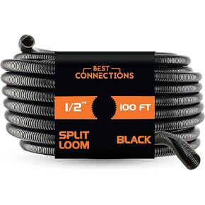 BEST CONNECTIONS Split Wire Loom Flex-Guard Convoluted Tubing Protective Split Cable Sleeves for Auto Home Industrial Electrical Wires Chemical Resistant Conduit Black (1.5" - 10 ft) in Saudi Arabia