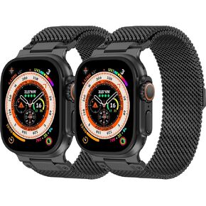 2 حزمة حلقة ميلانو متوافقة مع Apple Watch Ultra 3 2 1 Band 49mm 46mm 45mm 44mm 42mm، حزام بديل مغناطيسي للرجال من الفولاذ المقاوم للصدأ لسلسلة iWatch 11 10 9 8 7 6 SE in Kuwait