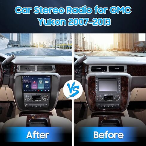9" Car Radio Stereo Kit for GMC Sierra Yukon Tahoe 2007-2013 Silverado 2010-2013, 8 Core IPS Touch Screen with Carplay Android Auto, Bluetooth SWC Backup Camera-Black in Kuwait