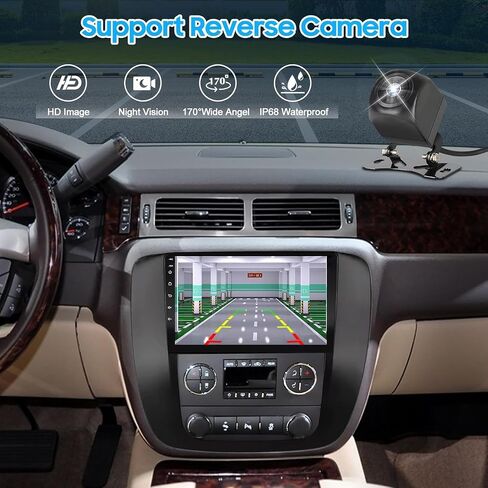 9" Car Radio Stereo Kit for GMC Sierra Yukon Tahoe 2007-2013 Silverado 2010-2013, 8 Core IPS Touch Screen with Carplay Android Auto, Bluetooth SWC Backup Camera-Black in Kuwait