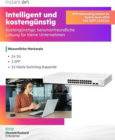 Aruba Instant On 1830 24-Port Gb Smart Switch - 24x 1G | 2X SFP | Fanless | EU Europe Cord (JL812A#ABB) in Kuwait
