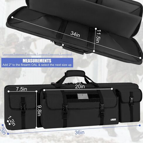 36" Double Rifle Case Soft Gun Bag Tactical Backpack, Black in Saudi Arabia