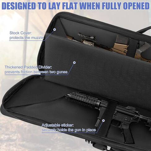 36" Double Rifle Case Soft Gun Bag Tactical Backpack, Black in Saudi Arabia
