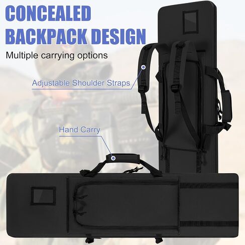 36" Double Rifle Case Soft Gun Bag Tactical Backpack, Black in Saudi Arabia