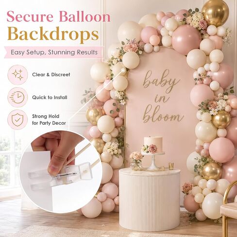 10 Pack Balloon Arch Clips with 100 Pcs Long Balloons, 5.91 Inch Transparent Plastic Spring Clamps, Heavy Duty Backdrop Clamps for Party Decoration, Crafts And Photo Studios in Saudi Arabia