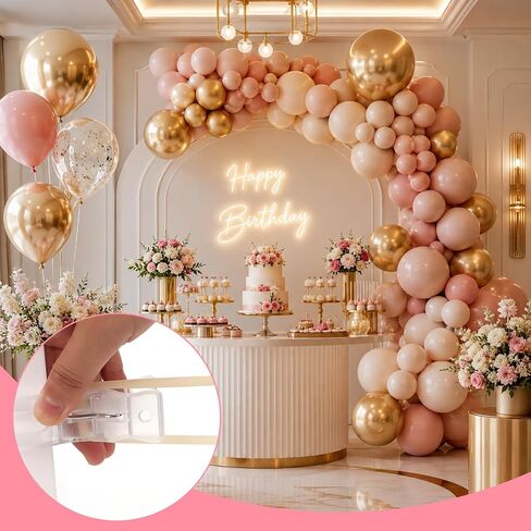 10 Pack Balloon Arch Clips with 100 Pcs Long Balloons, 5.91 Inch Transparent Plastic Spring Clamps, Heavy Duty Backdrop Clamps for Party Decoration, Crafts And Photo Studios in Saudi Arabia