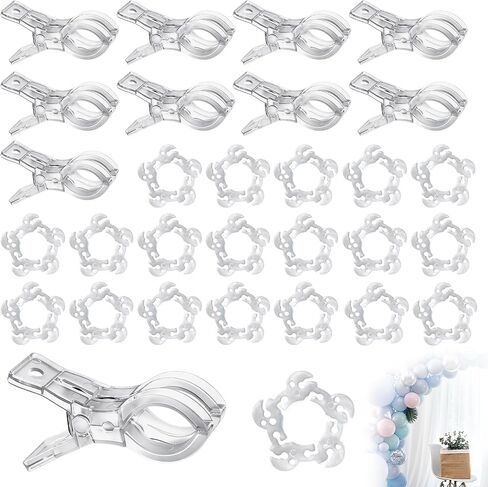 30 Pack Balloon Clips, Rings - Balloon Arch Supplies with 10 Spring Clamps for Balloon Arch and 20 Connectors for Birthday Decorations, Party Crafts, and Photography Studios in Saudi Arabia