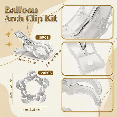 30 Pack Balloon Clips, Rings - Balloon Arch Supplies with 10 Spring Clamps for Balloon Arch and 20 Connectors for Birthday Decorations, Party Crafts, and Photography Studios in Saudi Arabia