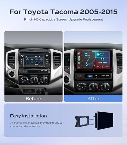 Car Radio Stereo for Toyota Tacoma 2005-2015, 9" Touch Screen Head Unit with Android 13/CarPlay/Android Auto/2+64G /GPS Navigation/Bluetooth/FM/RDS Radio/HD Backup Camera in Saudi Arabia