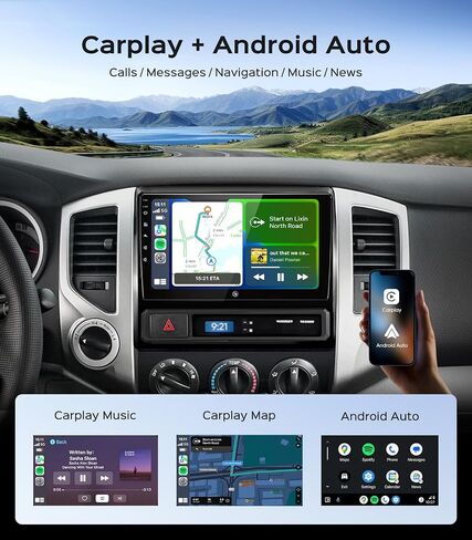 Car Radio Stereo for Toyota Tacoma 2005-2015, 9" Touch Screen Head Unit with Android 13/CarPlay/Android Auto/2+64G /GPS Navigation/Bluetooth/FM/RDS Radio/HD Backup Camera in Saudi Arabia
