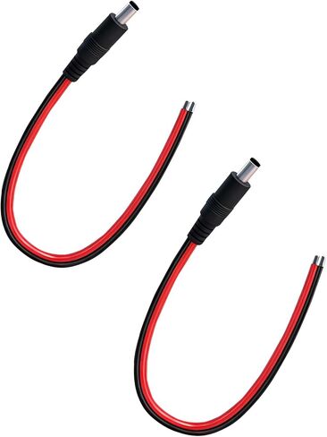 DC Power Pigtails Cable 11.8inch, [14AWG, 12V] DC 5.5MM x 2.1MM Male Plug to Bare Wire Open End Power Wire Supply Repair Cable for LED Strip Light, CCTV, Speaker, DIY Power Supply 2 Pack in Saudi Arabia