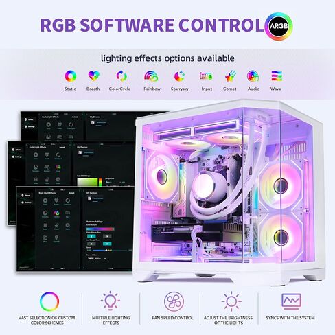 Ocean of Stars AI Gaming PC Desktop - Geforce RTX 5070 12GB - AMD Ryzen 7 9700X -32GB DDR5 RAM- 1TB PCIe +2TB SATA SSD- 850W PSU- Windows 11 -RGB Lights with Software Control - White in Saudi Arabia