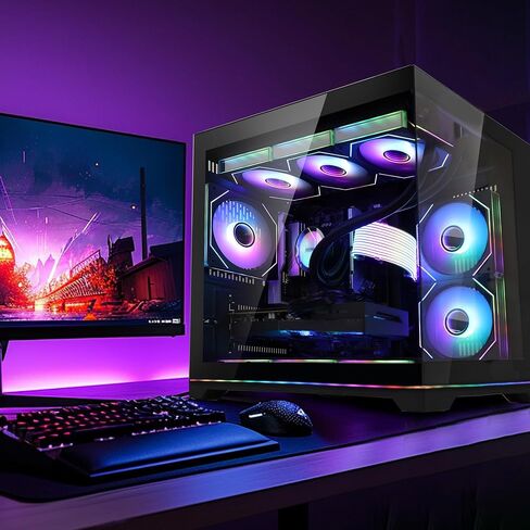 Superview Prebuilt AI Gaming PC Desktop Computer, AMD Ryzen 7 9700X 8-Core 3.9GHz, RTX 5060 Ti 8GB,16GB DDR5 RAM,1TB PCIe SSD, 850W PSU,Win 11, ARGB APP Controlled Fans, Black in Saudi Arabia