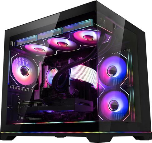 Superview Prebuilt AI Gaming PC Desktop Computer, AMD Ryzen 7 9700X 8-Core 3.9GHz, RTX 5060 Ti 8GB,16GB DDR5 RAM,1TB PCIe SSD, 850W PSU,Win 11, ARGB APP Controlled Fans, Black in Saudi Arabia