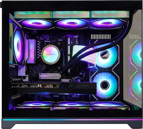 Superview Prebuilt AI Gaming PC Desktop Computer, AMD Ryzen 7 9700X 8-Core 3.9GHz, RTX 5060 Ti 8GB,16GB DDR5 RAM,1TB PCIe SSD, 850W PSU,Win 11, ARGB APP Controlled Fans, Black in Saudi Arabia