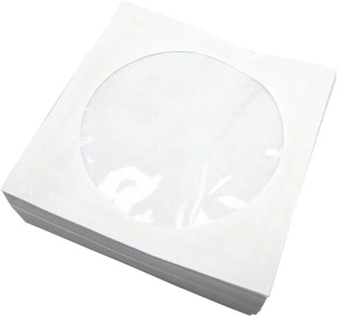 OUNONA White CD Storage Holder Paper Sleeves 100 Pack, Portable Paper DVD Cases for Easy Storage and Convenient Carry, for Home, Office, and Travel Organization in Kuwait