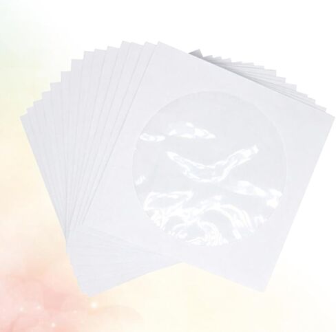 OUNONA White CD Storage Holder Paper Sleeves 100 Pack, Portable Paper DVD Cases for Easy Storage and Convenient Carry, for Home, Office, and Travel Organization in Kuwait