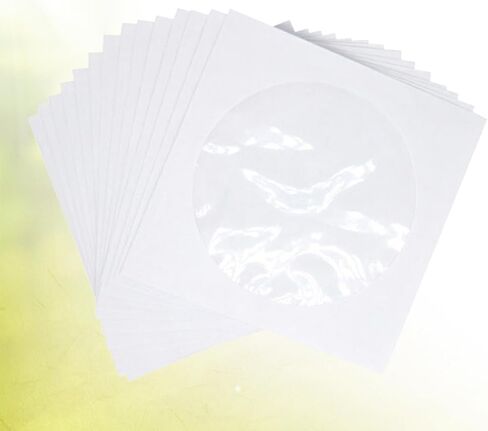 OUNONA White CD Storage Holder Paper Sleeves 100 Pack, Portable Paper DVD Cases for Easy Storage and Convenient Carry, for Home, Office, and Travel Organization in Kuwait