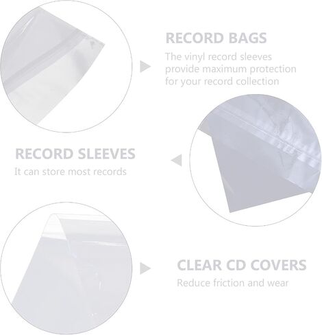 Baluue 50pcs White OPP Vinyl Record Sleeves and CD Inner Bags for Maximum Protection and Long Time Preservation Record Storage Bags for Vinyl and Cds in Kuwait