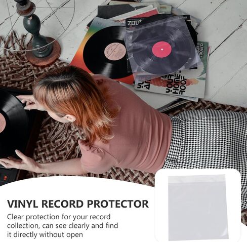 Baluue 50pcs White OPP Vinyl Record Sleeves and CD Inner Bags for Maximum Protection and Long Time Preservation Record Storage Bags for Vinyl and Cds in Kuwait
