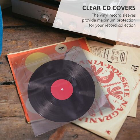 Baluue 50pcs White OPP Vinyl Record Sleeves and CD Inner Bags for Maximum Protection and Long Time Preservation Record Storage Bags for Vinyl and Cds in Kuwait